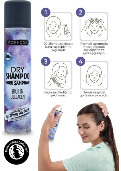 Kuru Şampuan Biotin Collagen 200 ml - Koyu Renkli Saçlar
