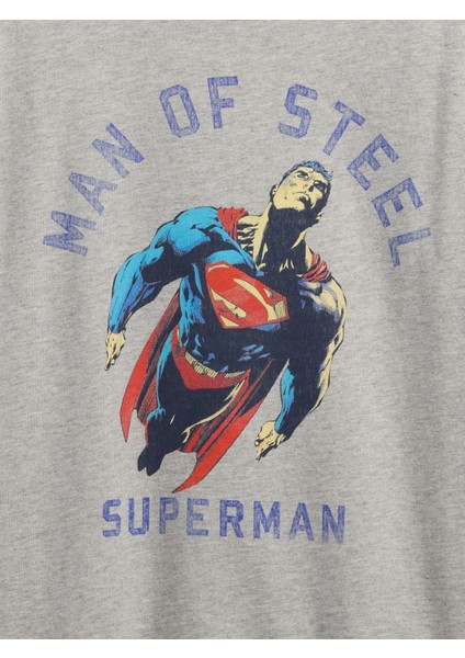 Erkek Çocuk Gri Superman Baskılı Grafik T-Shirt fiyatları