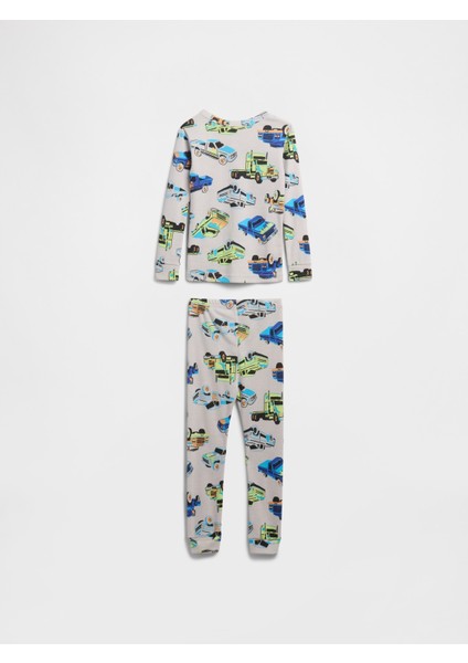 Bebek Açık Gri Grafik Baskılı Pijama Takımı modelleri