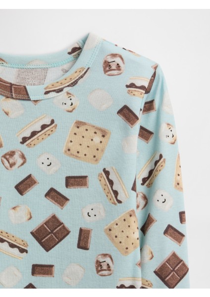 Bebek Açık Gri Grafik Baskılı Pijama Takımı