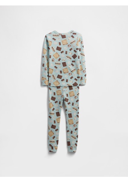 Bebek Açık Gri Grafik Baskılı Pijama Takımı