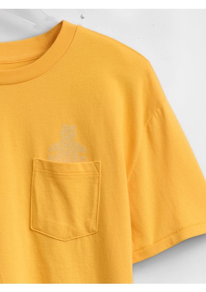 Erkek Çocuk Sarı Cepli Grafik T-Shirt