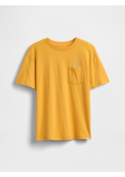 Erkek Çocuk Sarı Cepli Grafik T-Shirt