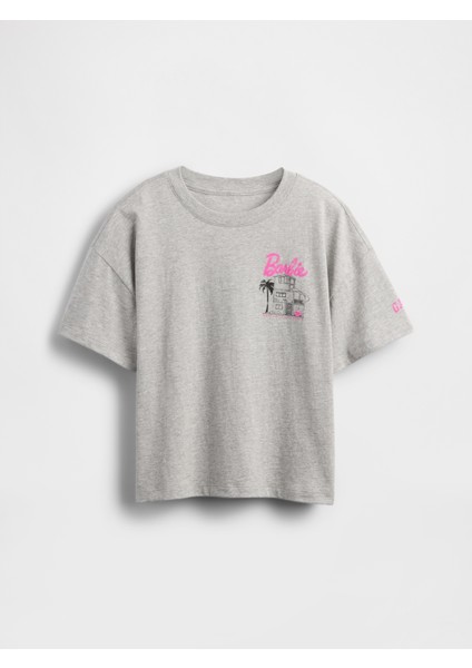 Kız Çocuk Açık Gri Barbie Oversized Grafik Baskılı T-Shirt fırsatları