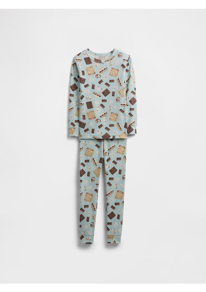 Bebek Açık Gri Grafik Baskılı Pijama Takımı