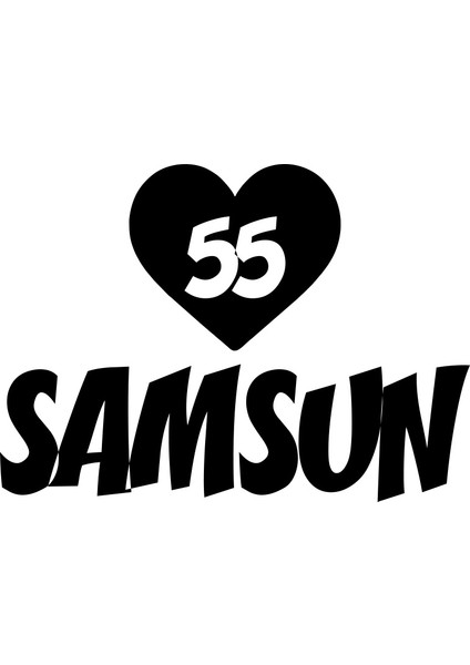 Kalpli 55 Samsun Araba Sticker 17X17 cm Siyah