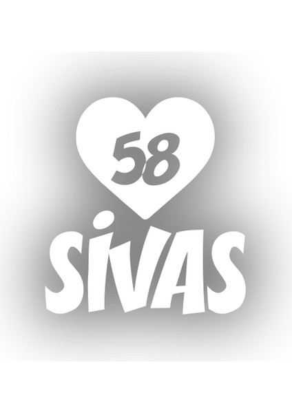 Kalpli 58 Sivas Araba Sticker 17X17 cm Beyaz