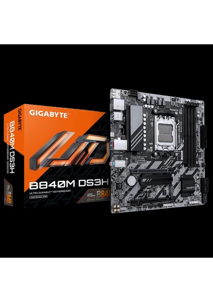 Gıgabyte B840M DS3H, 4xddr5, 2xm.2, 2xdp, Hdmı, Type-C, Am5 Soket Gamıng Anakart