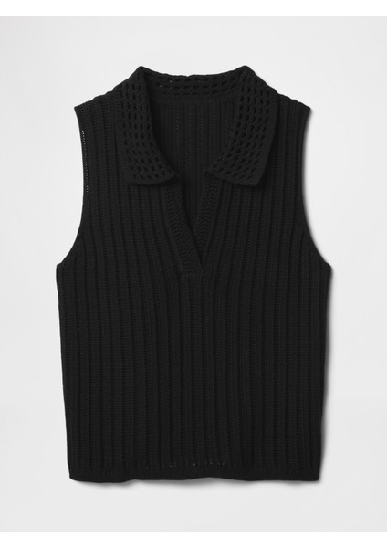 Kadın Siyah Polo Yaka Kolsuz Bluz fiyatları