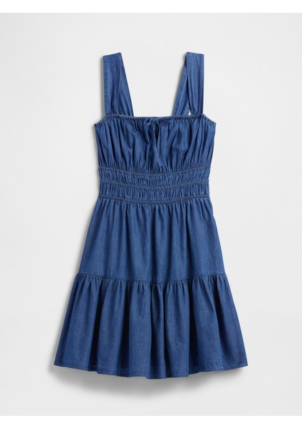 Kadın Koyu Mavi Kare Yaka Elbise fiyatları