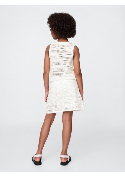 Kız Çocuk Krem Kroşe Easy Elbise modelleri