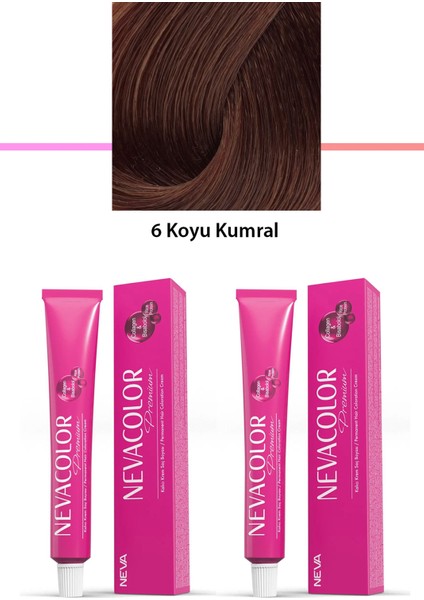 2 Li Set Premium 6 Koyu Kumral - Kalıcı Krem Saç Boyası 2 x 50 gr Tüp