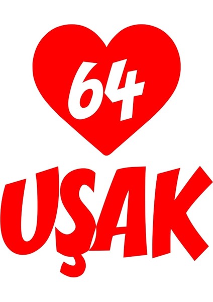 Kalpli 64 Uşak Araba Sticker 17X17 cm Kırmızı