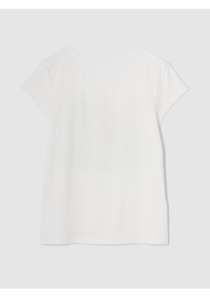 Kız Çocuk Beyaz Grafik Baskılı T-Shirt fiyatları