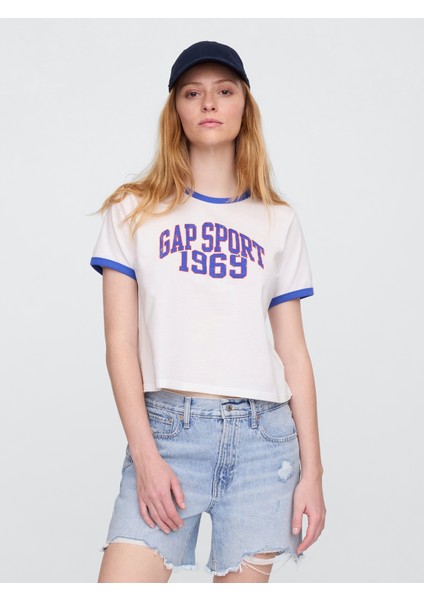 Kadın Beyaz Gap Logo T-Shirt