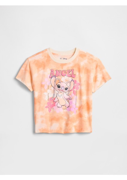 Kız Çocuk Turuncu Lilo & Stitch Baskılı T-Shirt