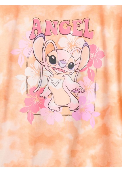 Kız Çocuk Turuncu Lilo & Stitch Baskılı T-Shirt fiyatları
