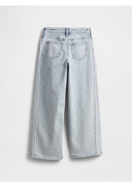 Kız Çocuk Açık Mavi Wide Leg Jean Pantolon