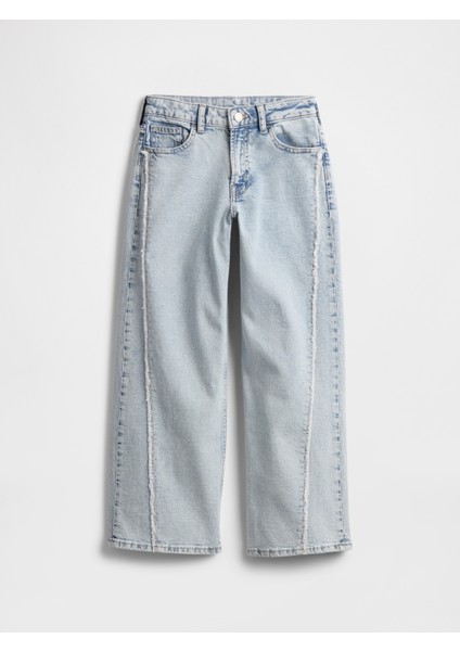 Kız Çocuk Açık Mavi Wide Leg Jean Pantolon