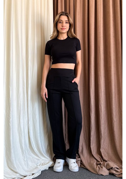 Kadın Çima Dikiş Çelik Örgü Darpaça Pantolon 0953