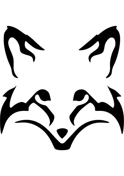 Tilki Kafası Araba Sticker 17X17 cm Siyah