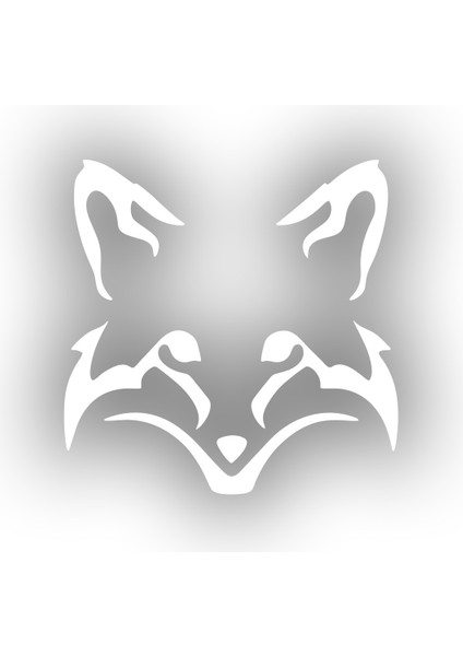 Tilki Kafası Araba Sticker 17X17 cm Beyaz