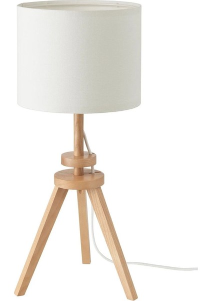 Lauters Abajur Tekstil Başlıklı Ahşap Gövdeli Abajur 57 cm
