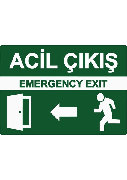 Acil Çıkış Emergency Exıt Uyarı Levhası Etiket 25X35 cm