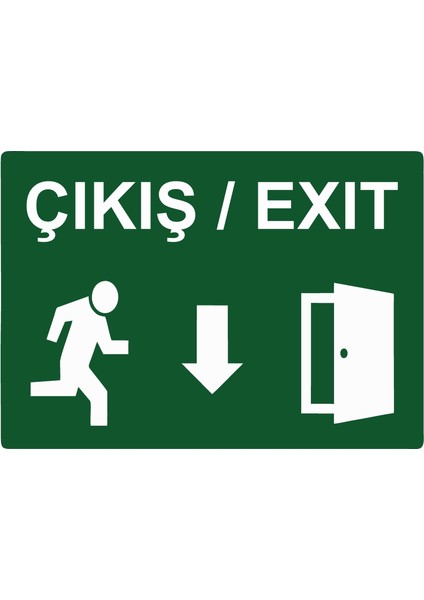 Çıkış/ Exıt Uyarı Levhası Etiket 25X35 cm