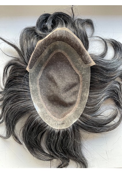 Protez Saç Erkek Q6 Yarım Tül 6x9 %40 Beyaz 1B Koyu Kestane