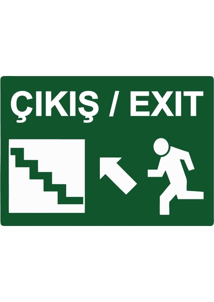 Çıkış / Exıt Uyarı Levhası Etiket 25X35 cm