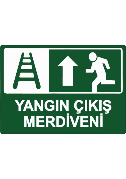 Yangın Çıkış Merdiveni Uyarı Levhası Etiket 25X35 cm