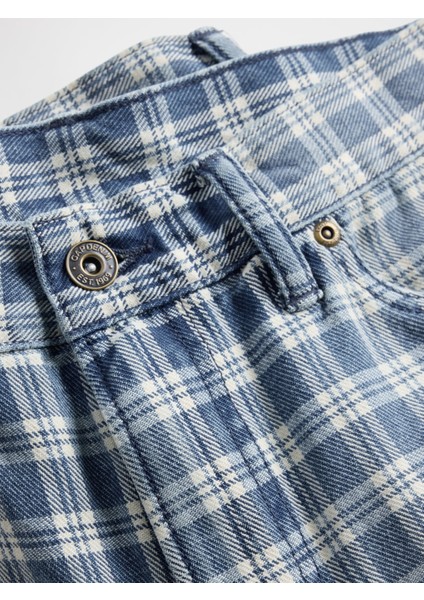 Erkek Açık Mavi '90S Loose Denim Kareli Şort