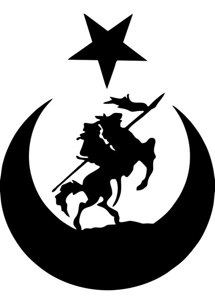 Akıncı ve Ay Yıldız Türk Bayrağı Araba Sticker 17X17 cm Siyah