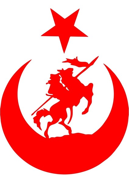 Akıncı ve Ay Yıldız Türk Bayrağı Araba Sticker 17X17 cm Kırmızı