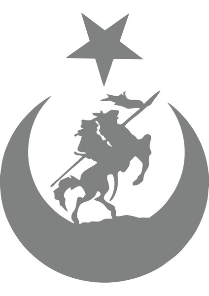 Akıncı ve Ay Yıldız Türk Bayrağı Araba Sticker 17X17 cm Gri