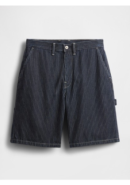 Erkek Lacivert '90S Loose Denim Çizgili Carpenter Şort fiyatları