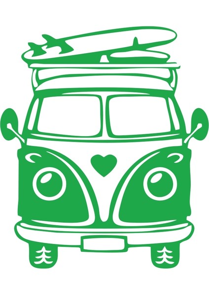 Karavan Araba Sticker 17X17 cm Yeşil