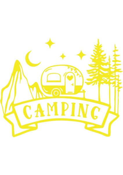 Camping Araba Sticker 17X17 cm Sarı