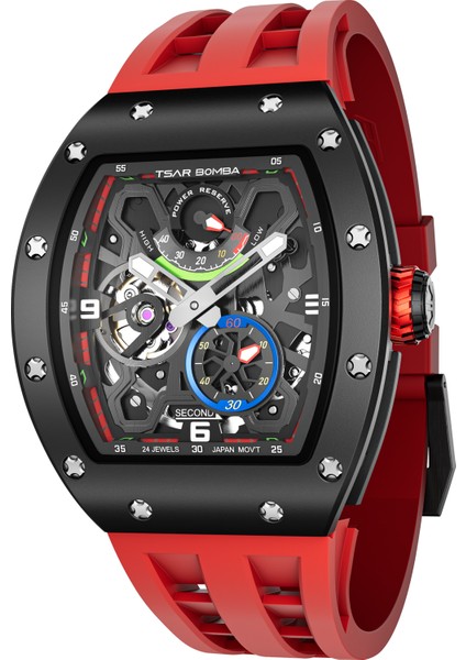 Elemental Serisi – Seramik Otomatik Saat TB8212C Kırmızı modelleri