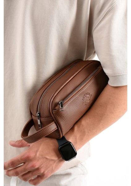 7045 Vegan Deri Erkek Traşlık ve El Çantası Kişisel Bakım Çantası El Portföyü modelleri