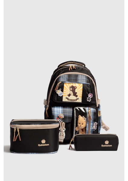 RLX-1395 3'lü Set Çocuk Ilkokul Çantası Kalemlikli Beslenme Çantalı Sırt Çantası