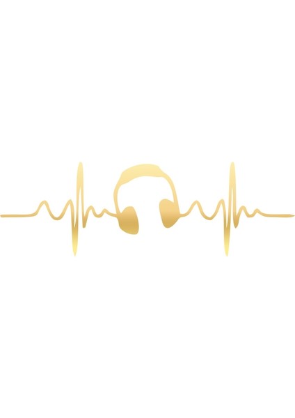 Kalp Atışı Kulaklık Araba Sticker 17X17 cm Gold