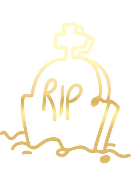 Rip Mezar Taşı Araba Sticker 17X17 cm Gold