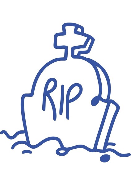 Rip Mezar Taşı Araba Sticker 17X17 cm Mavi