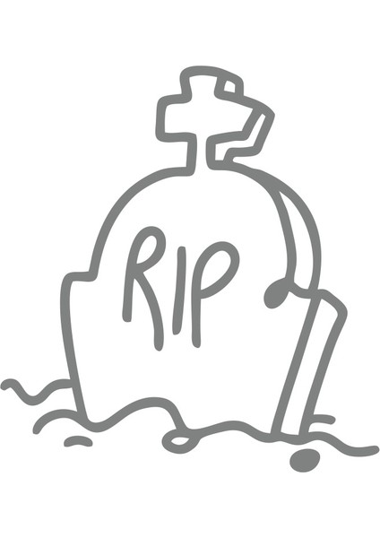 Rip Mezar Taşı Araba Sticker 17X17 cm Gri