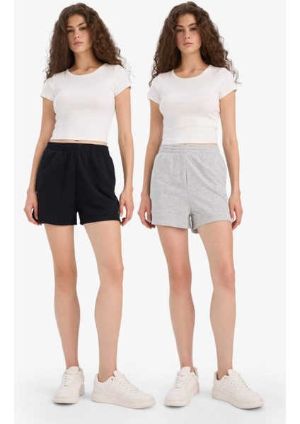 Regular Fit Beli Lastikli Basic Düz 2'li Şort F5592AX25SM