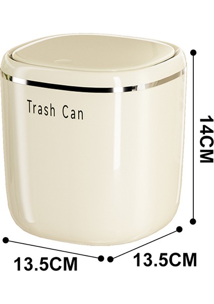 Masaüstü Çöp Sepeti Ev Mini Sevimli Başucu Saklama Kutusu Çöp Sepeti Oturma Odası Işık Lüks Basın Tipi Kapaklı Trompet (Yurt Dışından)