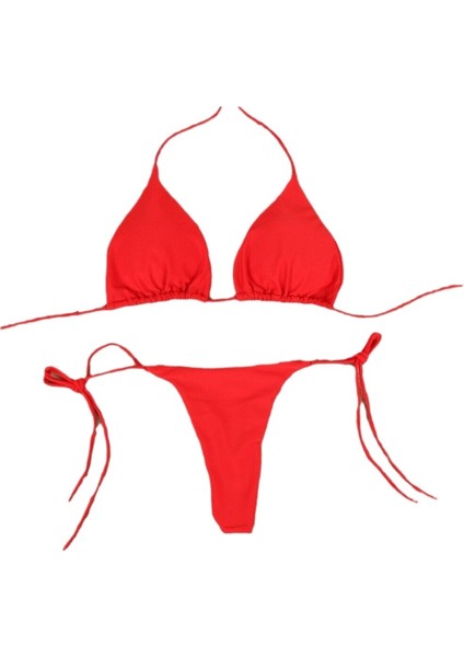 Pembe Bikini Mayo Göğüs Pedli Üç Noktalı Mayo Kadın Bölünmüş Ayarlanabilir Bağcıklar (Yurt Dışından)