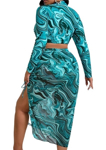 Yaz Yeni Kravat Boyalı Gazlı Bez Etek Baskı Üç Parçalı Mayo Bikini Büyük Beden Kadın (Yurt Dışından) fiyatları